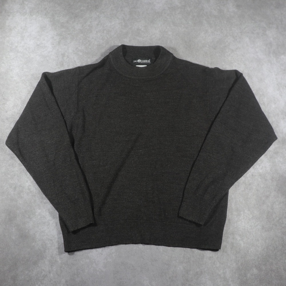 Vintage Sag Harbor Petite Dark Gray Mock Neck Sweater